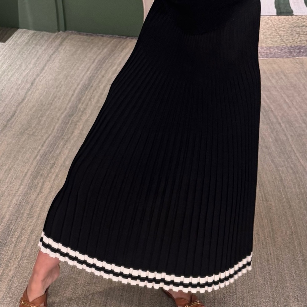 Zimmermann Black and White Ribbed Maxi Skirt